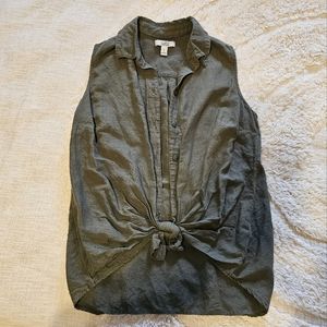Croft & Barrow Sleeveless Button-Down shirt, army green, size S